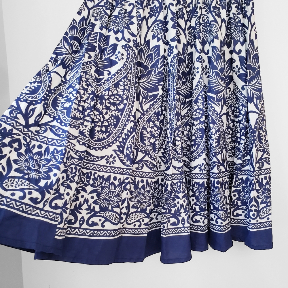 Studio West Blue and White Floral Midi Skirt - Picture 9 of 14